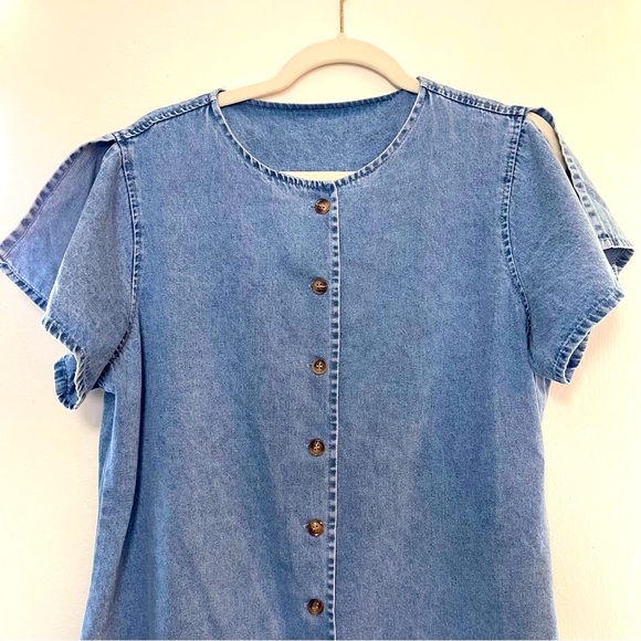 Noracora NWT Denim Jean mini Dress Button up front| Split Sleeves Size XL - Picture 9 of 11
